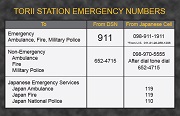 Torii Station Area Emergency Numbers